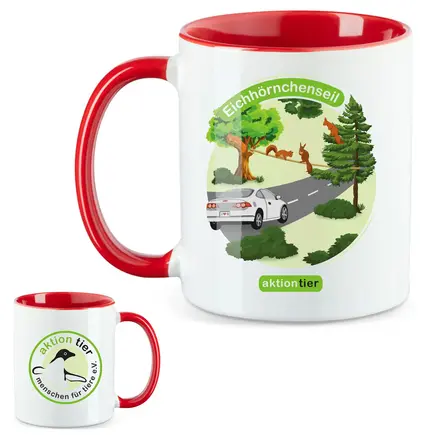 aktion tier Tasse – Motiv: "Eichhoernchenseil" – Farbe: "rot"