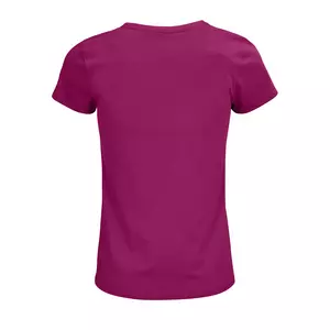 Damen Rundhals T-Shirt – Motiv "Tierschutz ist Klimaschutz" - Farbe: "Fuchsia" (140)