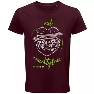 Herren Rundhals T-Shirt – Motiv "Eat Crueltyfree" – Farbe "Burgunder" (146)