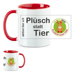 aktion tier Tasse – Motiv: "Plüsch statt Tier" – Farbe: "Rot"