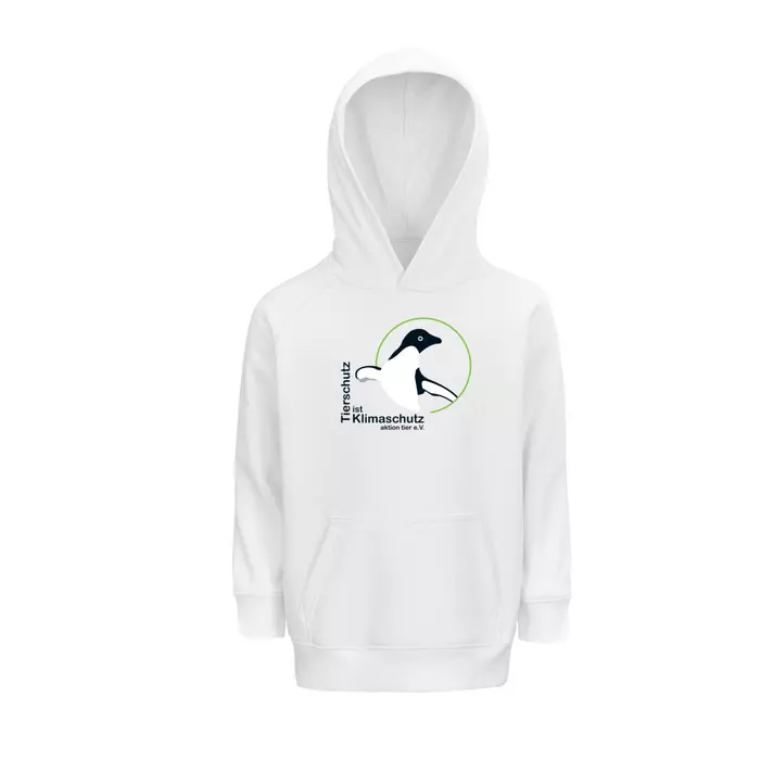 Sweatshirt mit Kapuze – Motiv "Tierschutz ist Klimaschutz – Farbe "White" (102)