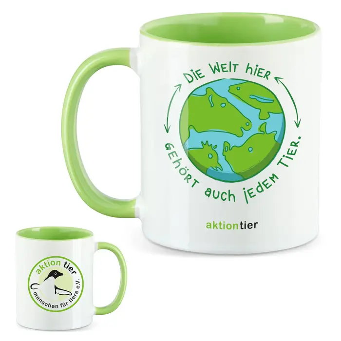 aktion tier Tasse – Motiv: "Weltkugel" – Farbe: "Hellgrün" aktion tier Tasse – Motiv: "Weltkugel" – Farbe: "Hellgrün"