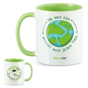 aktion tier Tasse – Motiv: "Weltkugel" – Farbe: "Hellgrün"