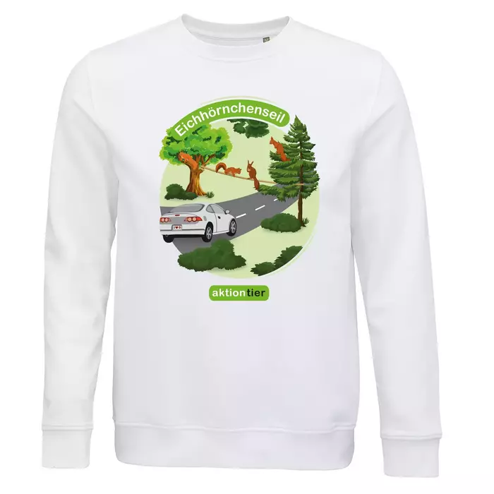 Sweatshirt Rundhals – Motiv "Eichhoernchenseil" – Farbe "White" (102) 
