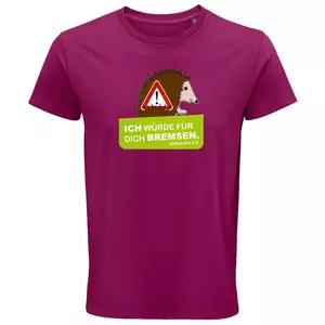 Herren Rundhals T-Shirt – Motiv "Igelschutz" – Farbe "Fuchsia" (140)
