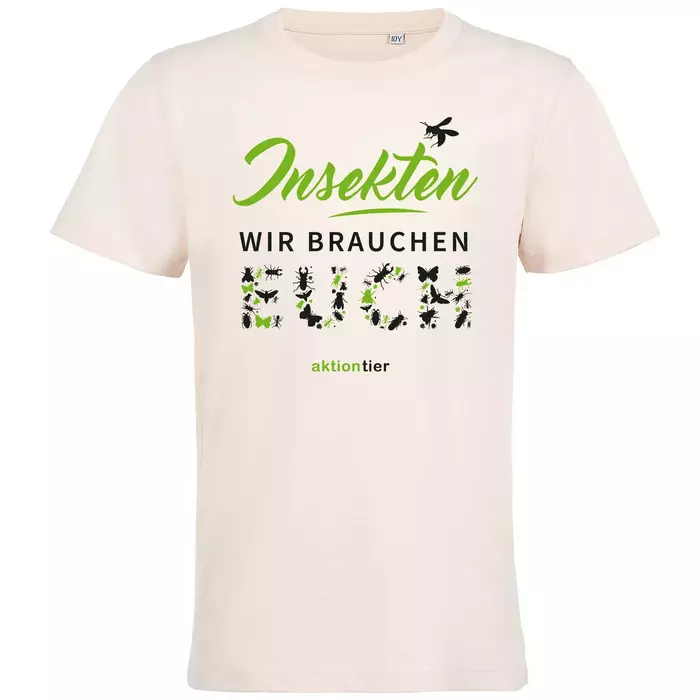 Kinder Rundhals T-Shirt – Motiv "Insekten, wir brauchen euch" – Farbe "Pale Pink"