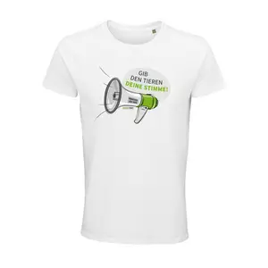 Herren Rundhals T-Shirt – Motiv "Megaphon" – Farbe "White" (102)