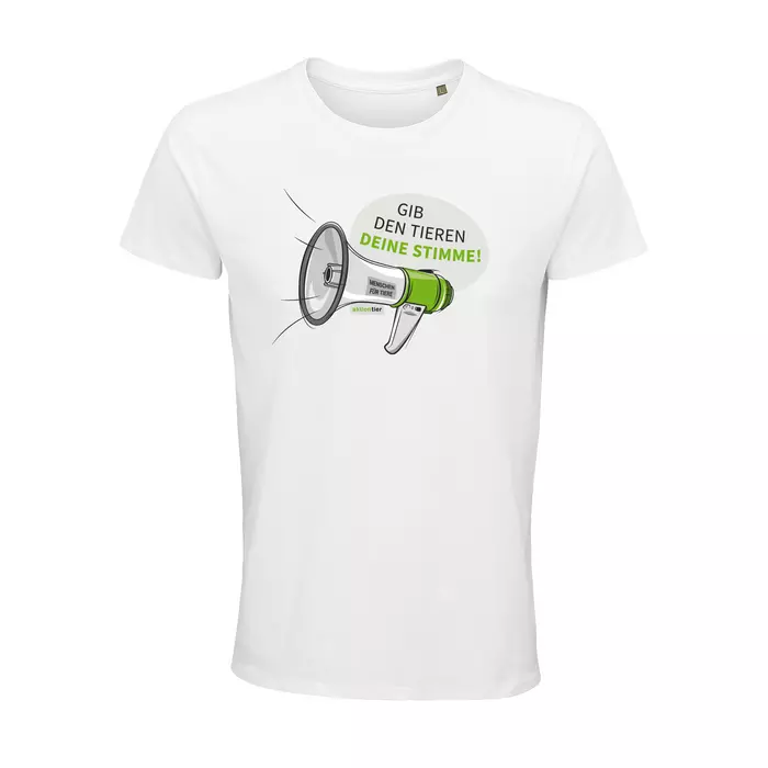 Herren Rundhals T-Shirt – Motiv "Megaphon" – Farbe "White" (102)