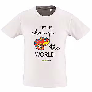 Kinder Rundhals T-Shirt - Motiv "Chamäleon", Farbe: Weiß