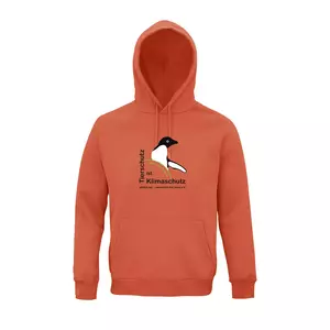 Sweatshirt mit Kapuze – Motiv "Tierschutz ist Klimaschutz" – Farbe "Burnt Orange" (403)