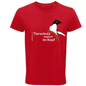 Herren Rundhals T-Shirt – Motiv "Tierschutz beginnt im Kopf" – Farbe "Rot" (145) 