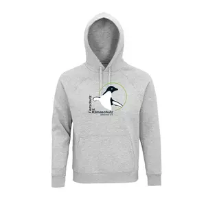 Sweatshirt mit Kapuze – Motiv "Tierschutz ist Klimaschutz" – Farbe "Grey Melange" (360) 