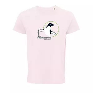 Herren Rundhals T-Shirt – Motiv "Tierschutz ist Klimaschutz" – Farbe "Pale Pink" (141)