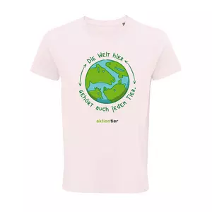 Herren Rundhals T-Shirt – Motiv "Weltkugel" – Farbe "Pale Pink" (141)