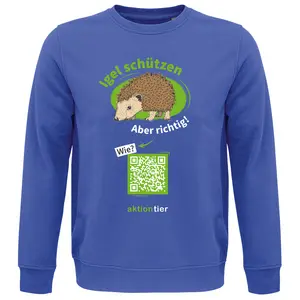 Sweatshirt Rundhals – Motiv "Igeln helfen aber richtig" – Farbe "Royal Blue"