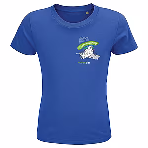 Kinder Rundhals T-Shirt - Motiv "Taube", Farbe: Royal Blue