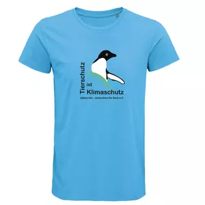 Herren Rundhals T-Shirt – Motiv "Tierschutz ist Klimaschutz" – Farbe "Aqua" (321)