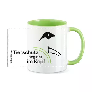 aktion tier Tasse – Motiv: "Tierschutz beginnt im Kopf" – Farbe: "Hellgrün"