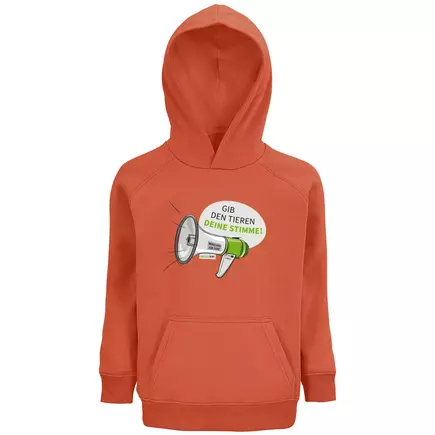 Kinder Sweatshirt mit Kapuze - Motiv Megaphon - Farbe: Burnt Orange (403)