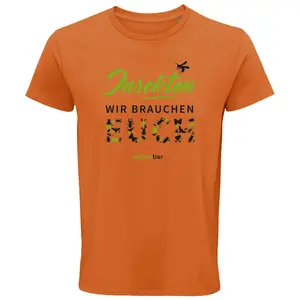 Herren Rundhals T-Shirt – Motiv "Insekten wir brauchen euch" – Farbe "Orange" (400)