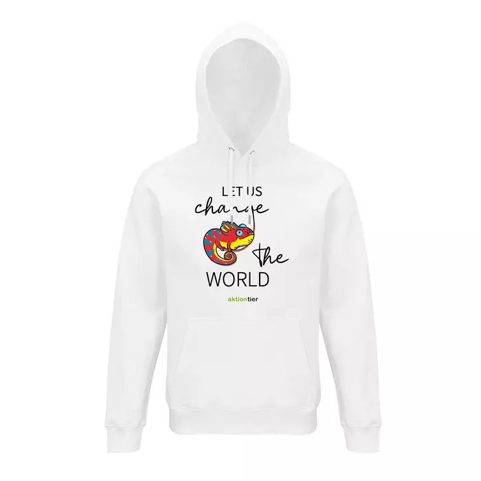 Sweatshirt mit Kapuze – Motiv "Chamäleon" – Farbe: White (102)