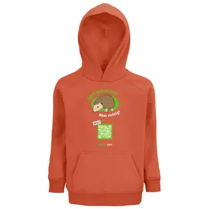 Kinder Sweatshirt mit Kapuze – Motiv "Igeln helfen aber richtig" – Farbe: "Burnt Orange"
