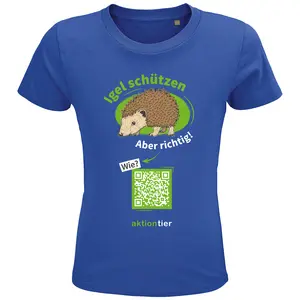 Kinder Rundhals-T-Shirt – Motiv "Igeln helfen aber richtig" – Farbe: "Royal Blue"