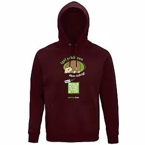 Hoodie – Motiv: "Igel schützen - aber richtig" - Farbe: Burgunder