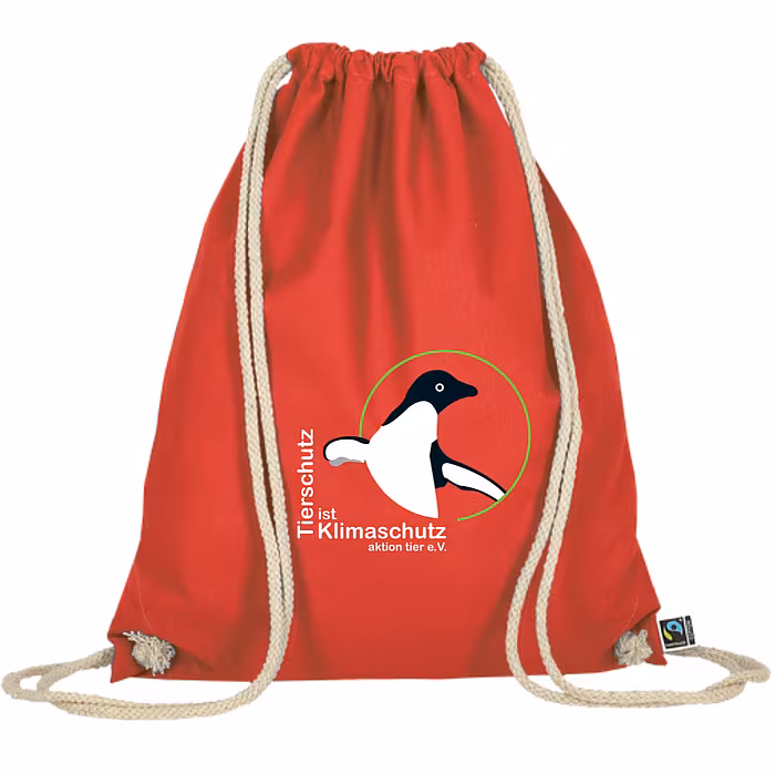 Turnbeutel – Motiv: "Tierschutz ist Klimaschutz" – Farbe: "Rot"