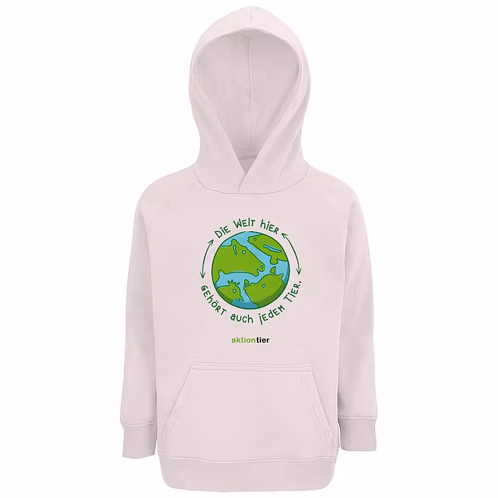 Kinder Hoodie - Motiv "Weltkugel", Farbe: Pale Pink
