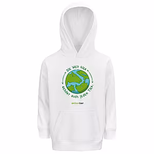Kinder Hoodie - Motiv "Weltkugel", Farbe: Weiß