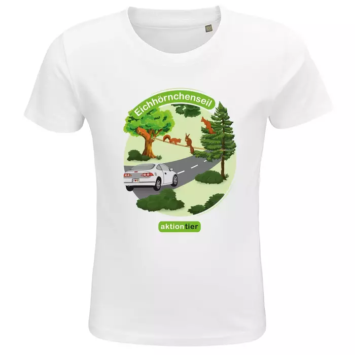 Kinder Rundhals-T-Shirt – Motiv "Eichhoernchenseil" – Farbe "White"(102) Kinder Rundhals-T-Shirt – Motiv "Eichhoernchenseil" – Farbe "White"(102)