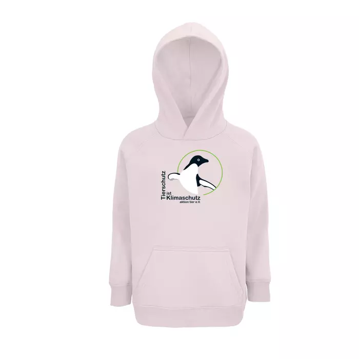 Sweatshirt mit Kapuze – Motiv "Tierschutz ist Klimaschutz – Farbe "Pale Pink" (141)