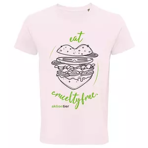 Herren Rundhals T-Shirt – Motiv "Eat Crueltyfree" – Farbe "Pale Pink" (141)