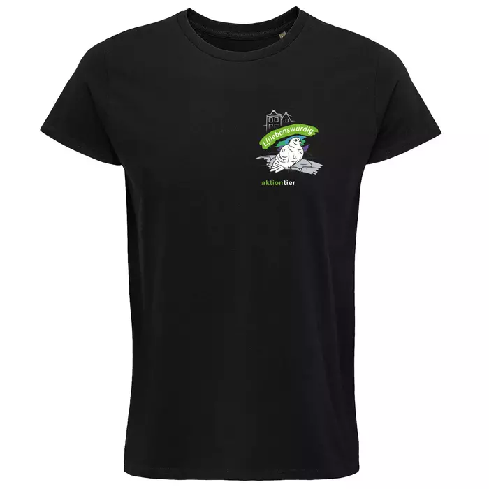 Herren Rundhals T-Shirt – Motiv "Taube" – Farbe: "deep-black-309"