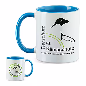 aktion tier Tasse – Motiv: "Tierschutz ist Klimaschutz" – Farbe: "Hellblau" aktion tier Tasse – Motiv: "Tierschutz ist Klimaschutz" – Farbe: "Hellblau"