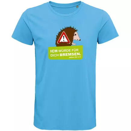 Herren Rundhals T-Shirt – Motiv "Igelschutz" – Farbe "Aqua" (321)