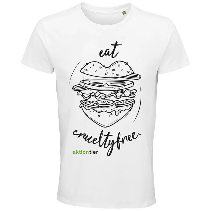 Herren Rundhals T-Shirt – Motiv "Eat Crueltyfree" – Farbe "White" (102)
