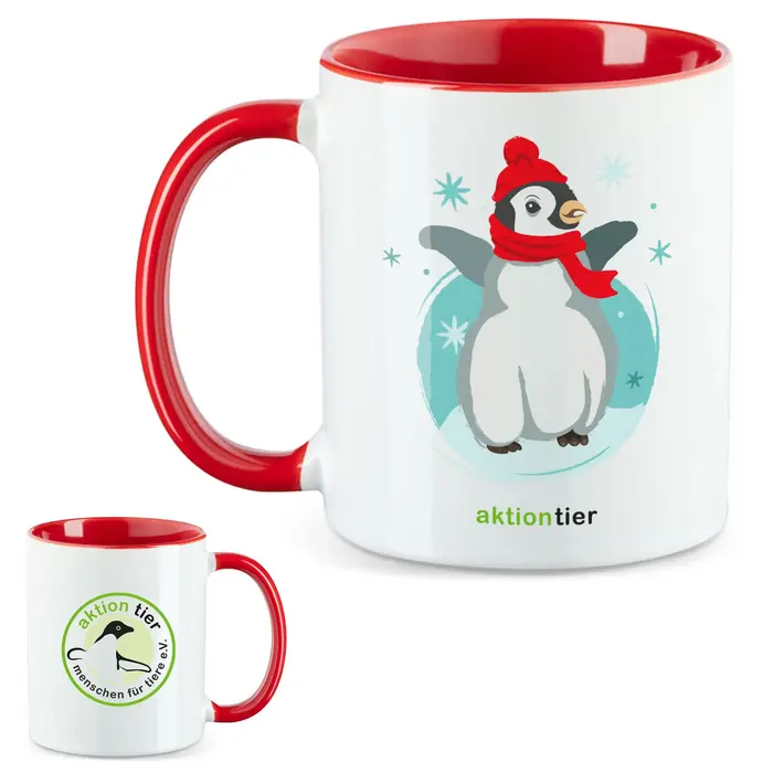 aktion tier Tasse – Motiv: "Winterpingi" – Farbe: "Rot" aktion tier Tasse – Motiv: "Winterpingi" – Farbe: "Rot"