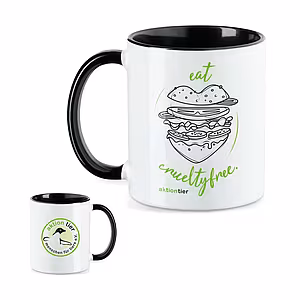 aktion tier Tasse – Motiv: "Eat Cruelty Free" – Farbe: "Schwarz"