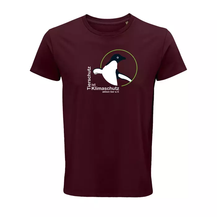 Herren Rundhals T-Shirt - Motiv "Tierschutz ist Klimaschutz" –  Farbe "Burgunder" (146)
