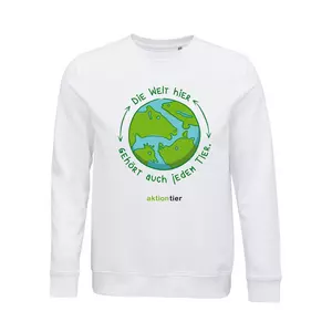 Sweatshirt Rundhals – Motiv "Weltkugel" – Farbe "White" (102) 