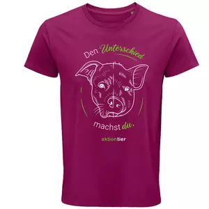 Herren Rundhals T-Shirt – Motiv "Den Unterschied machst du" – Farbe "Fuchsia" (140)