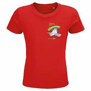 Kinder Rundhals T-Shirt - Motiv "Taube", Farbe: Rot