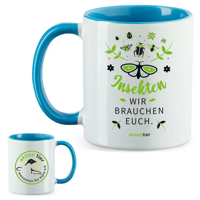 aktion tier Tasse – Motiv: "Insekten, wir brauchen euch" – Farbe: "Hellblau" aktion tier Tasse – Motiv: "Insekten, wir brauchen euch" – Farbe: "Hellblau"