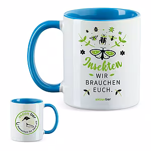aktion tier Tasse – Motiv: "Insekten wir brauchen euch" Schmetterling – Farbe: "Hellblau"