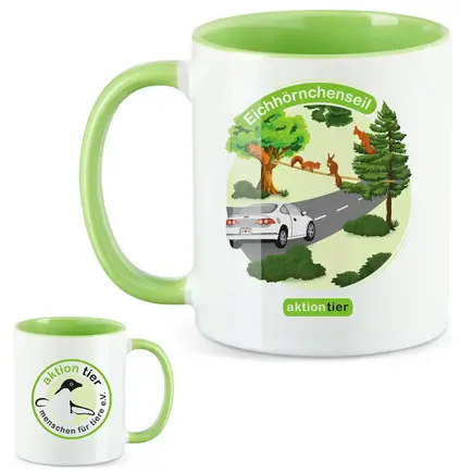 aktion tier Tasse – Motiv: "Eichhoernchenseil" – Farbe: "hellgrün"