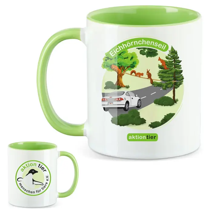 aktion tier Tasse – Motiv: "Eichhoernchenseil" – Farbe: "hellgrün" aktion tier Tasse – Motiv: "Eichhoernchenseil" – Farbe: "hellgrün"