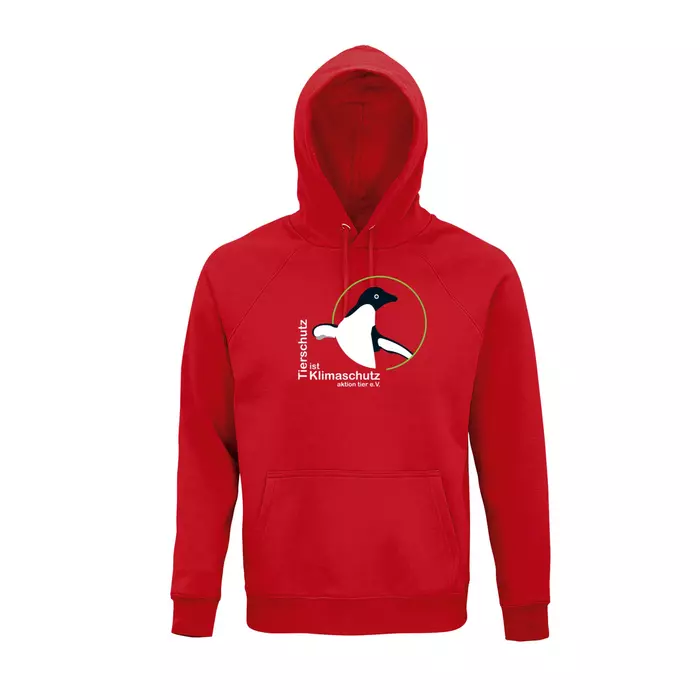  Sweatshirt mit Kapuze – Motiv "Tierschutz ist Klimaschutz" – Farbe "Rot" (145) 