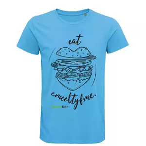 Herren Rundhals T-Shirt – Motiv "Eat Crueltyfree" – Farbe "Aqua" (321)